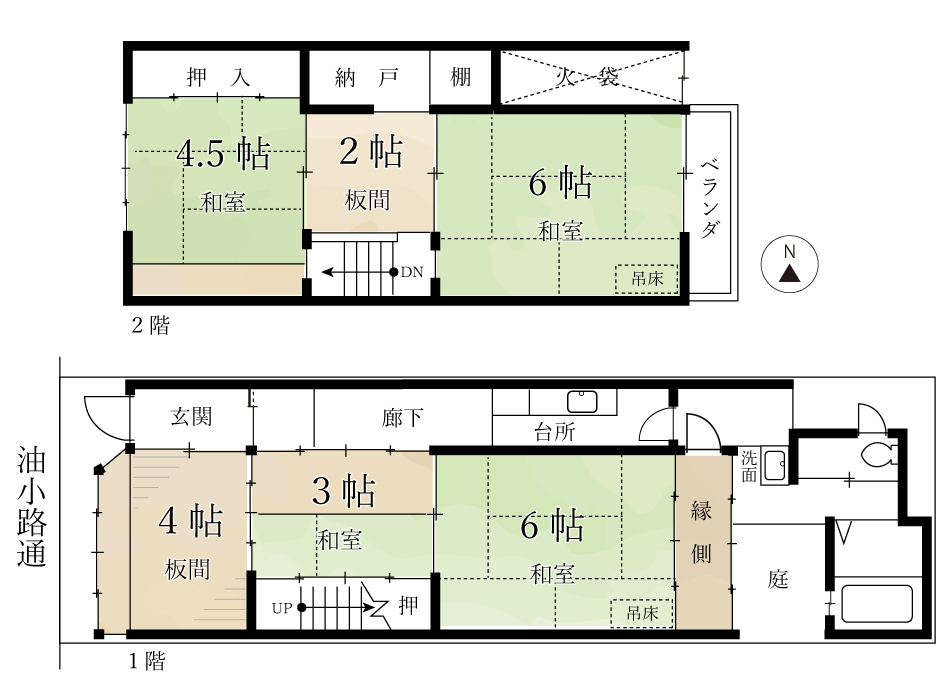 間取図_堀川五条の事業用京町家（京都市下京区上金仏町）