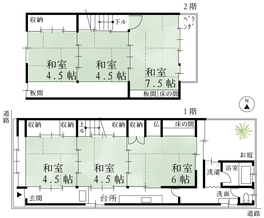 間取図_ペットと暮らす千本鞍馬口の貸京町家（京都市上京区木瓜原町）